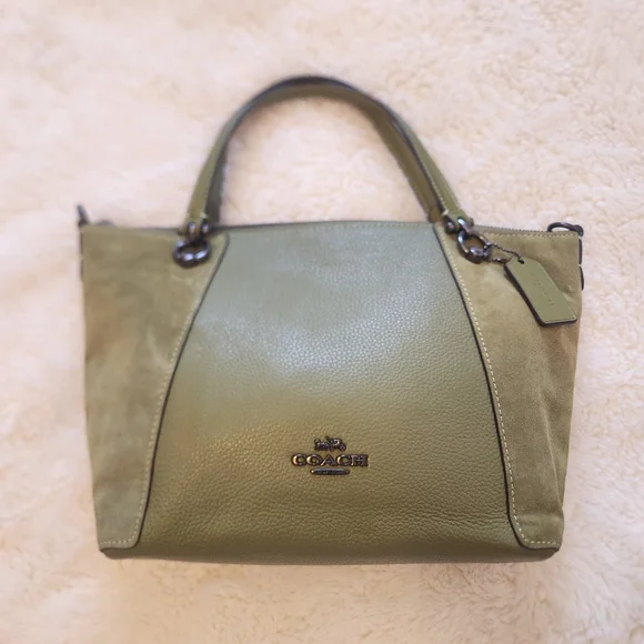 Coach Kacey Satchel In Olive Green CC838 New With Tags - Picture 1 of 14